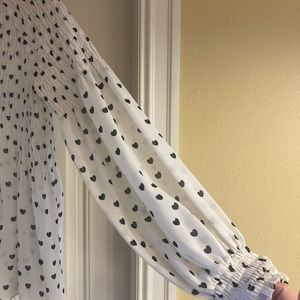 Ladies blouse with black hearts